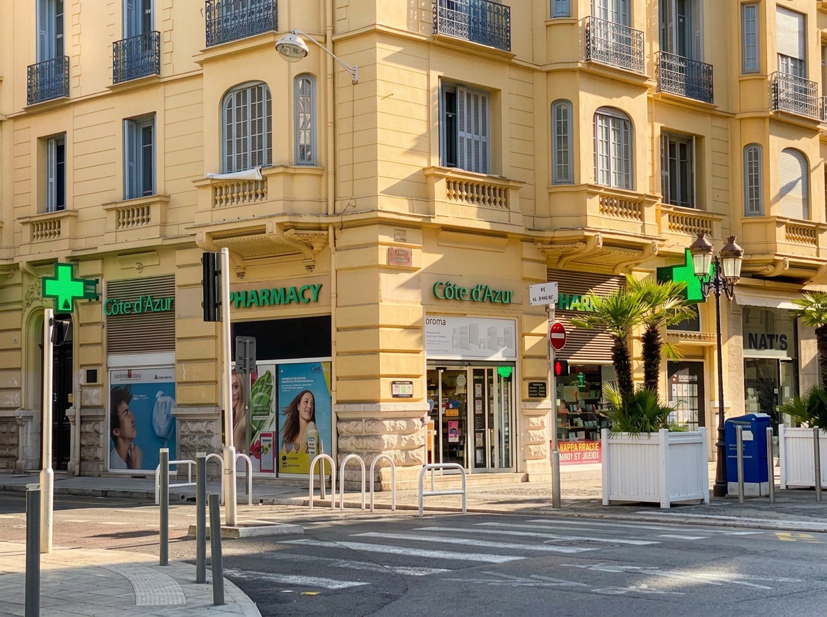 Façade de la Pharmacie Côte d'Azur à Nice